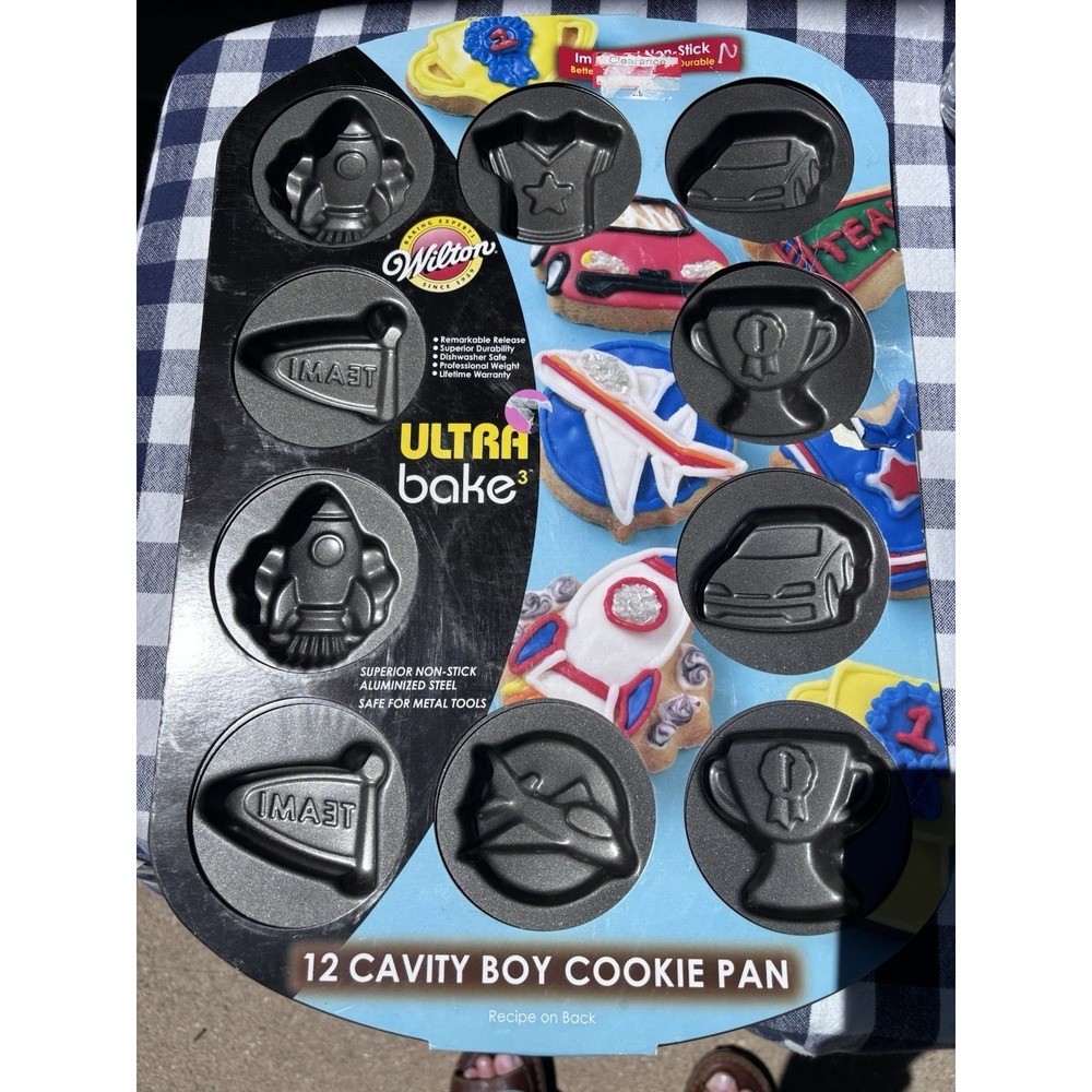 Wilton 12 Cavity Boy Theme Cookie Pan Mold Non-Stick - Brand New - Picture 2 of 5